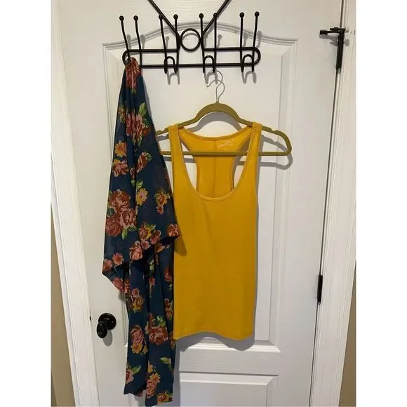 Matilda Jane Blue and Mustard Set Kimono and Tank top size L